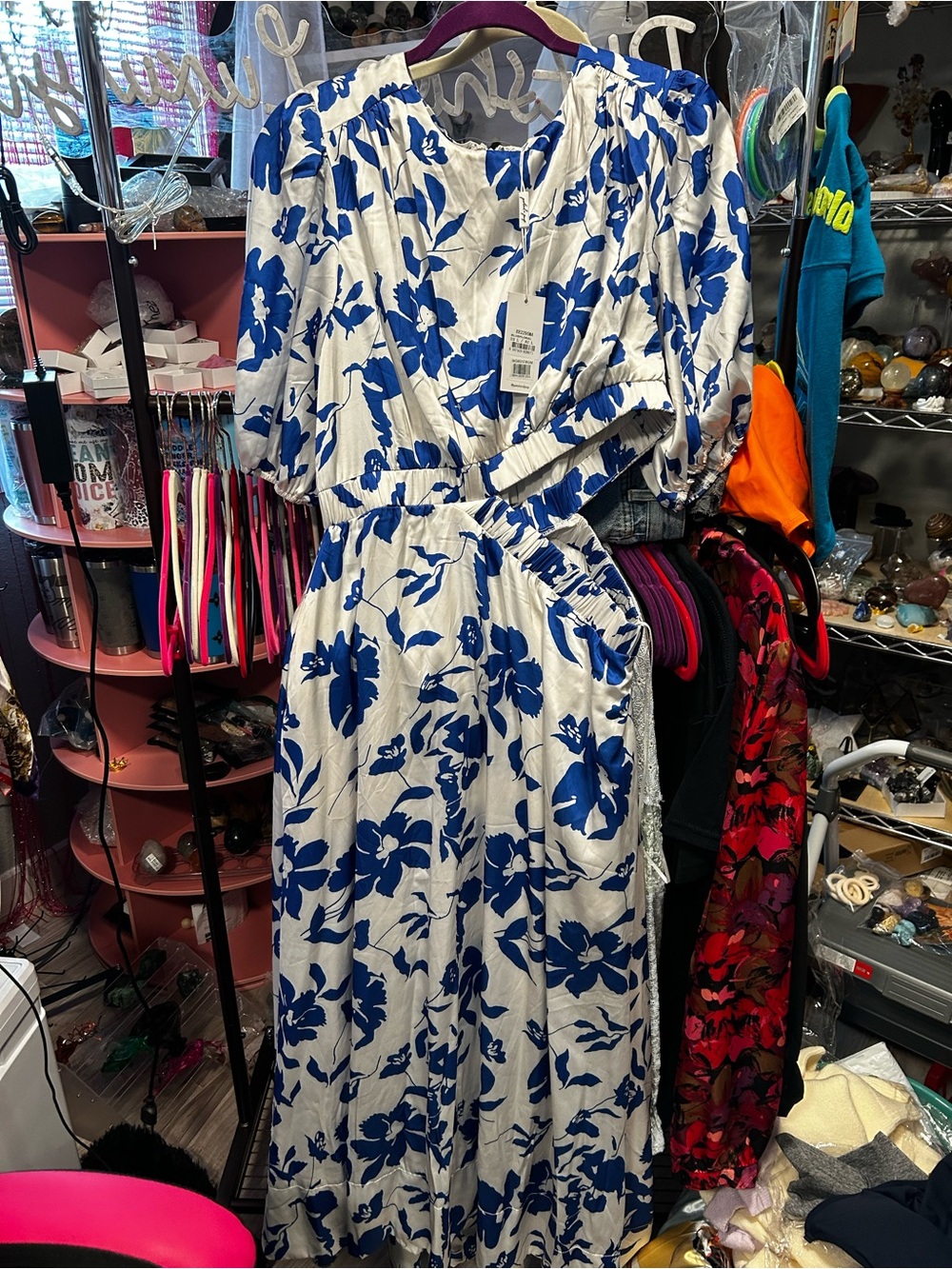 Blue & White Floral Wrap Maxi Dress - Women